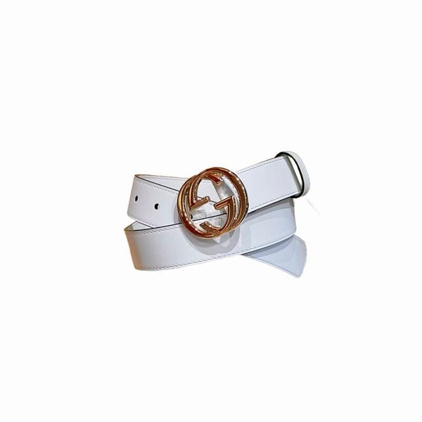 GUCCI Belt with Interlocking G buckle White Gold