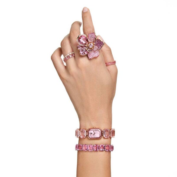 SWAROVSKI Idyllia Cocktail Ring Pavé Flower Pink