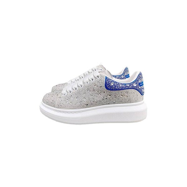 ALEXANDER MCQUEEN Oversized Crystal Embellished Sneakers Blue Heel