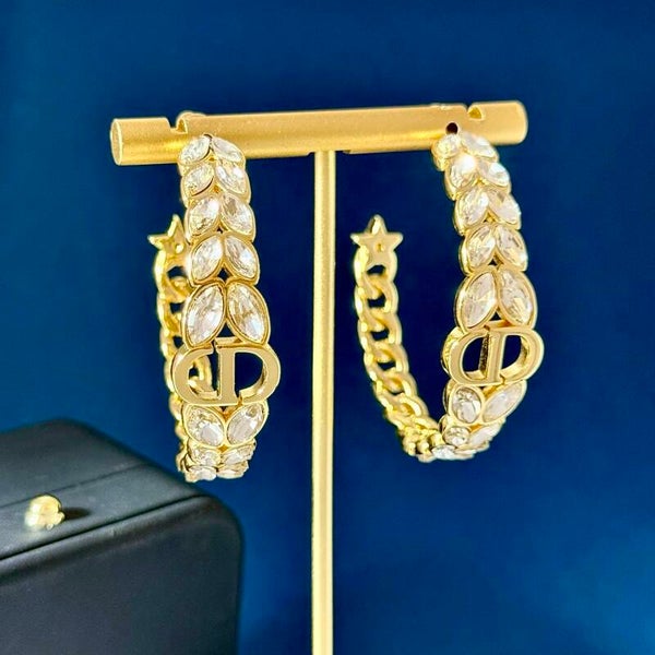 DIOR CD Icon Marquise Crystal Hoop Earrings