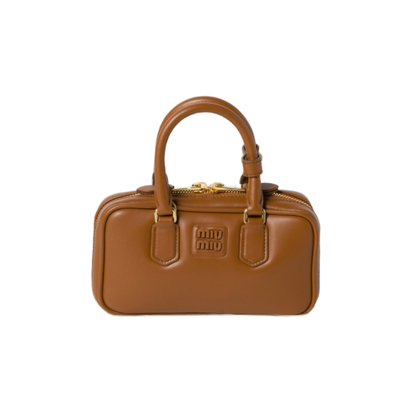 MIU MIU Arcadie Leather Mini Bag Cognac