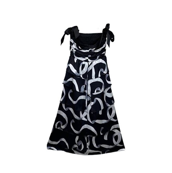 CHANEL Swirl Print Ruffle Dress