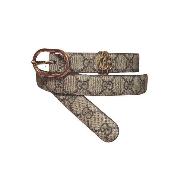 GUCCI GG Marmont Thin Belt – Beige Ebony