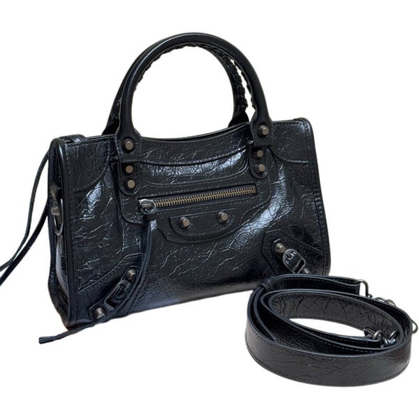 BALENCIAGA Le City Mini Bag Black Arena Lambskin