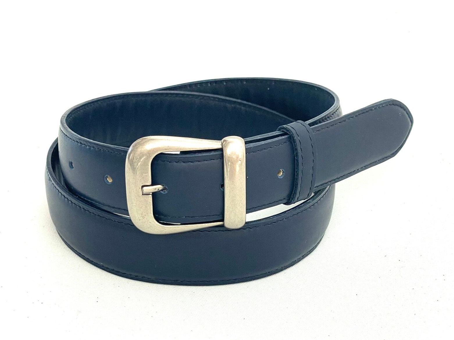 Klassieke leren riem heren donkerblauw