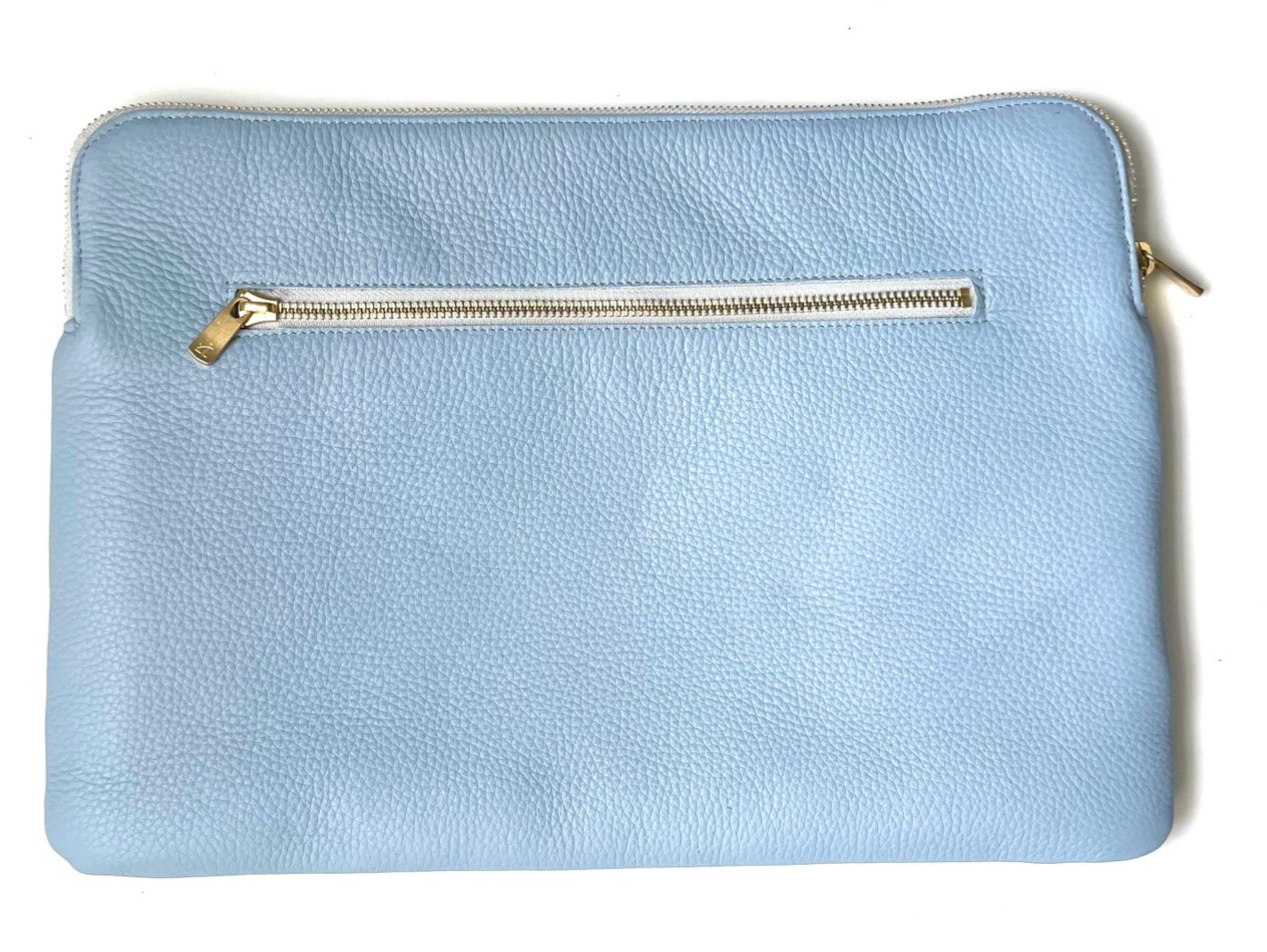 Laptopsleeve van lichtblauw korrelleer met echt rits/ en steekvak.