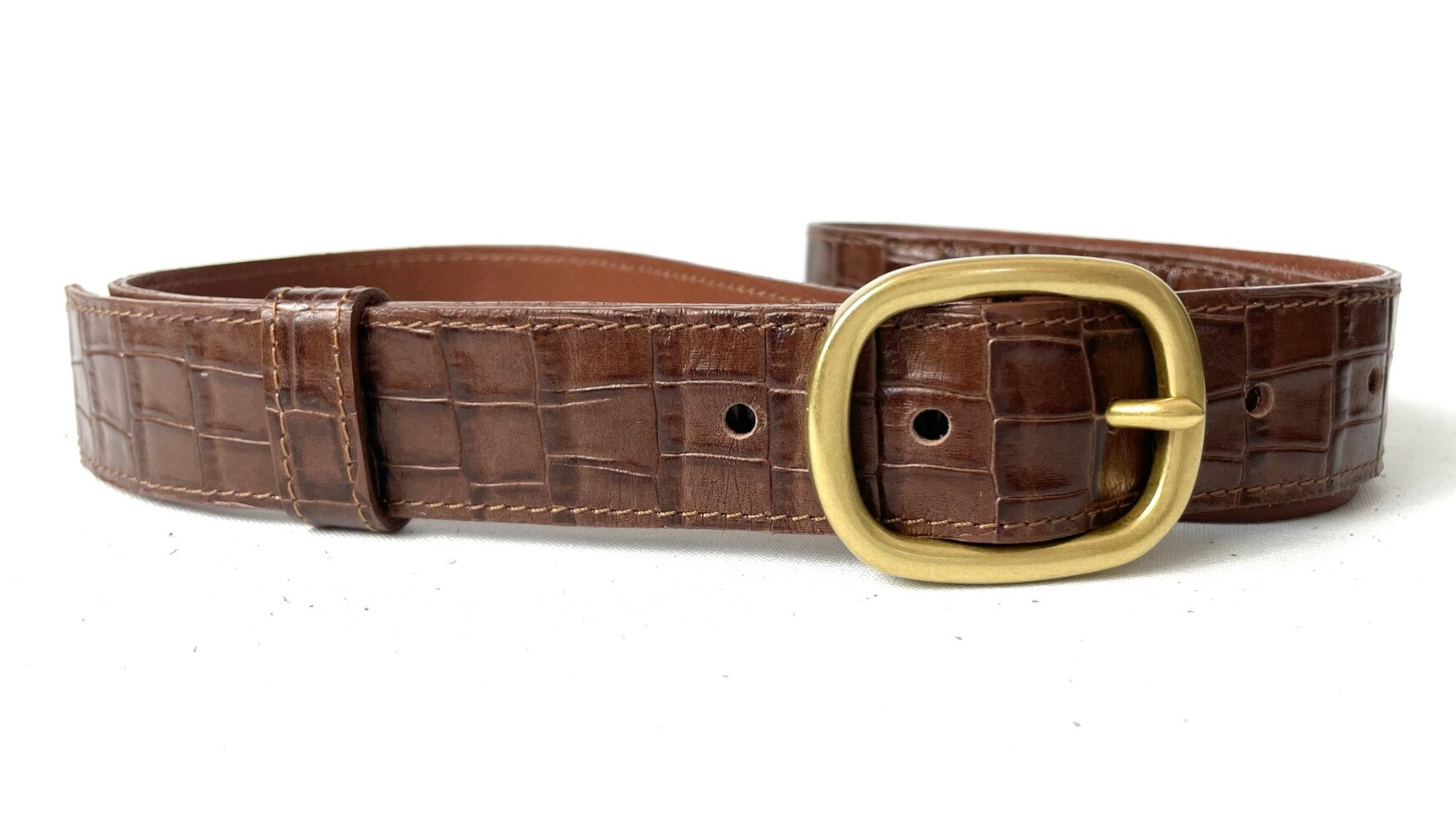 Leren riem met crocoprint en messing gesp 3cm