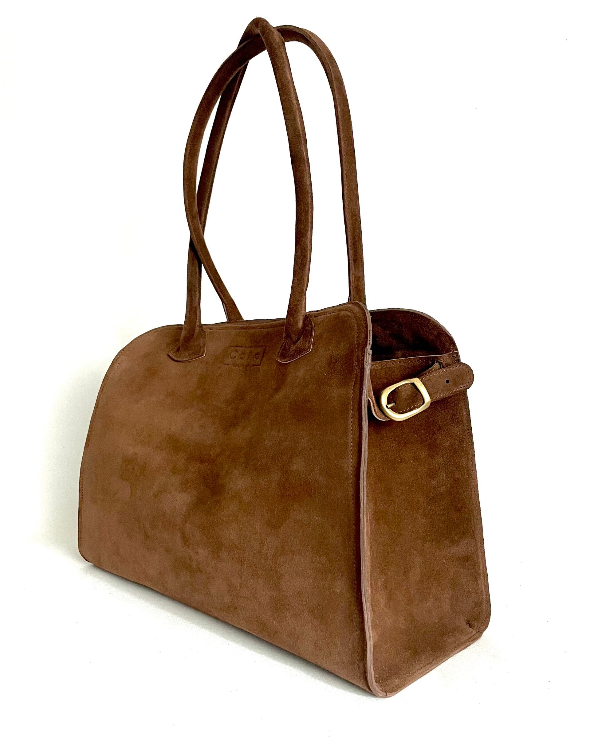 Warmbruin suède totebag