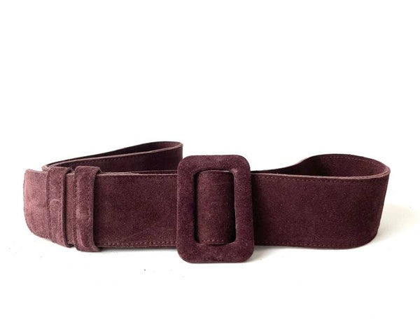 Brede suède riem in bordeaux rood