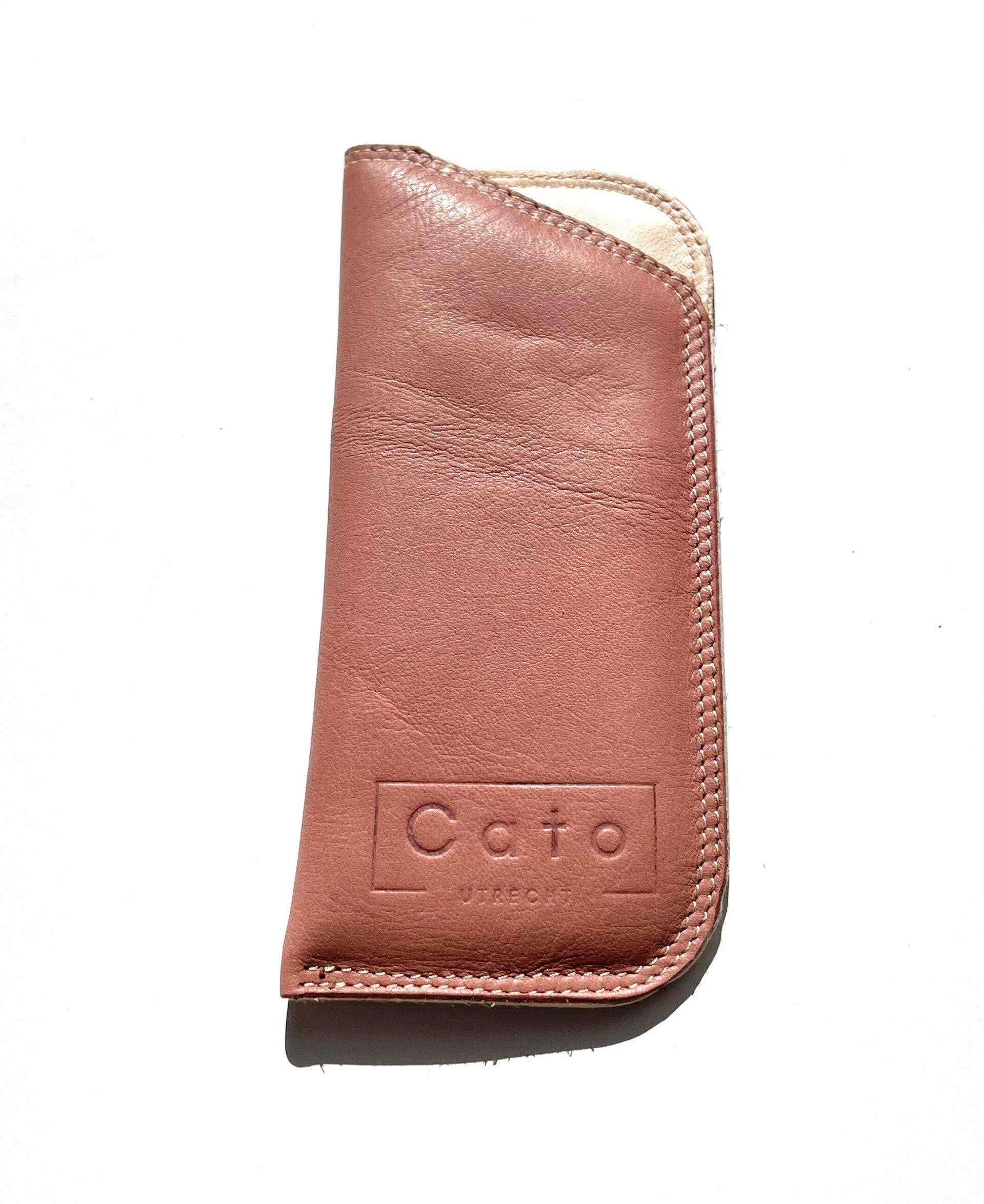 Leren brilhoesje in oudroze, gewatteerd