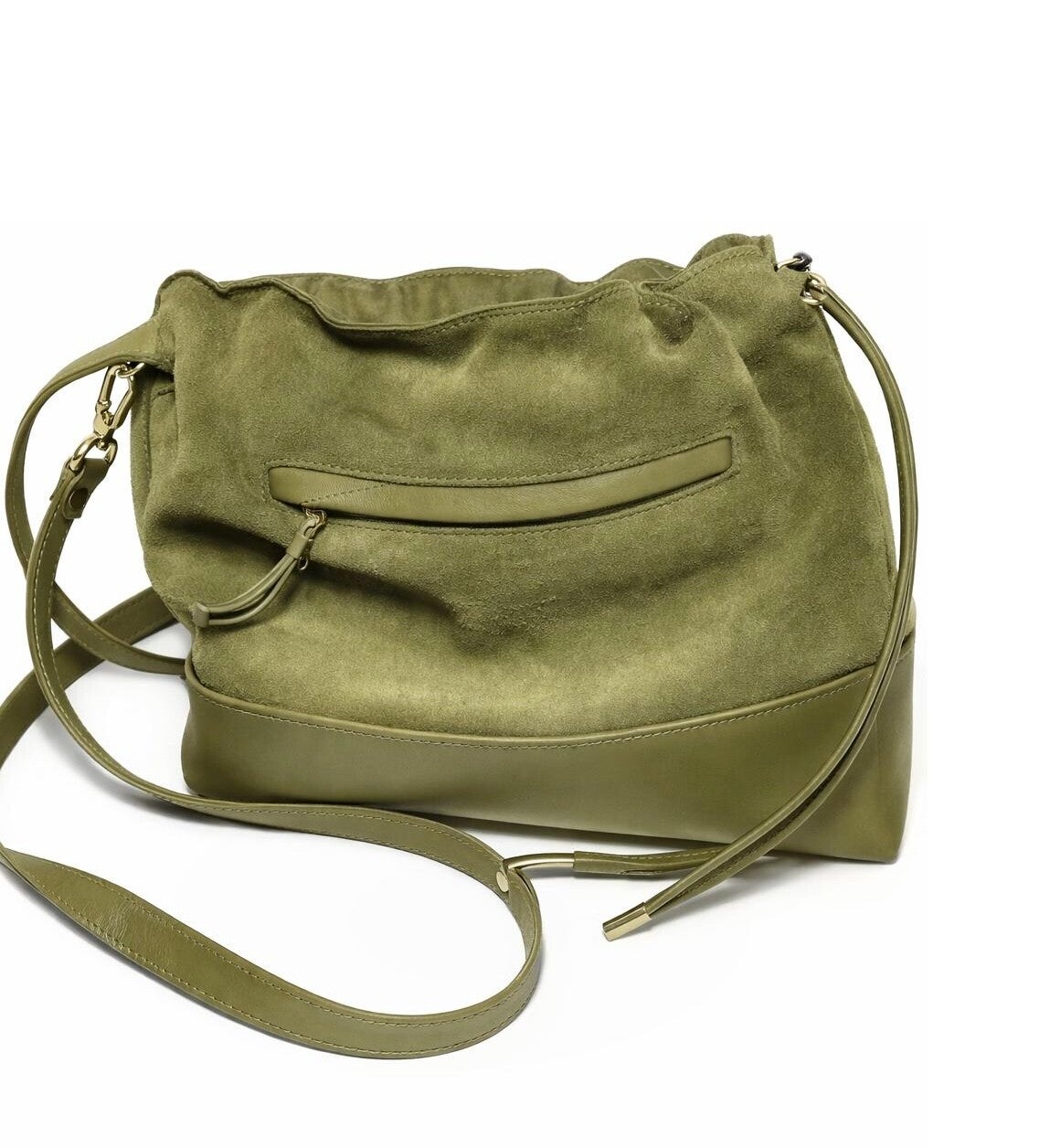 Luxe schoudertas met koordsluiting