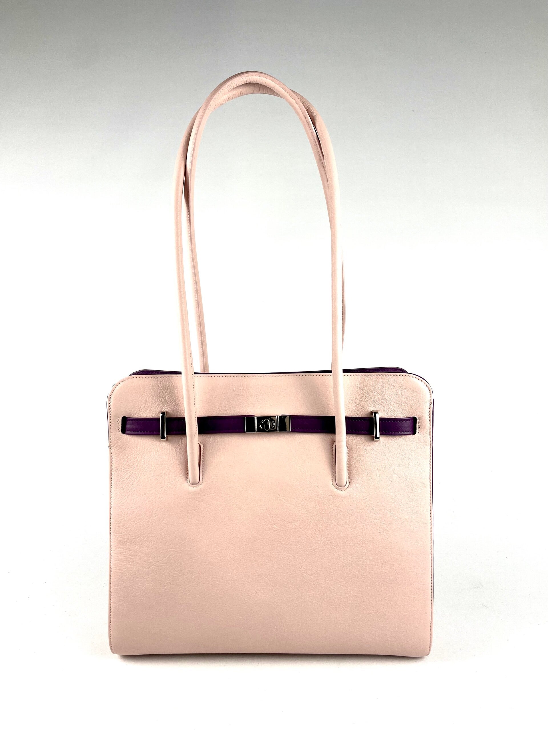 Voorzijde leren werktas in blush roze 