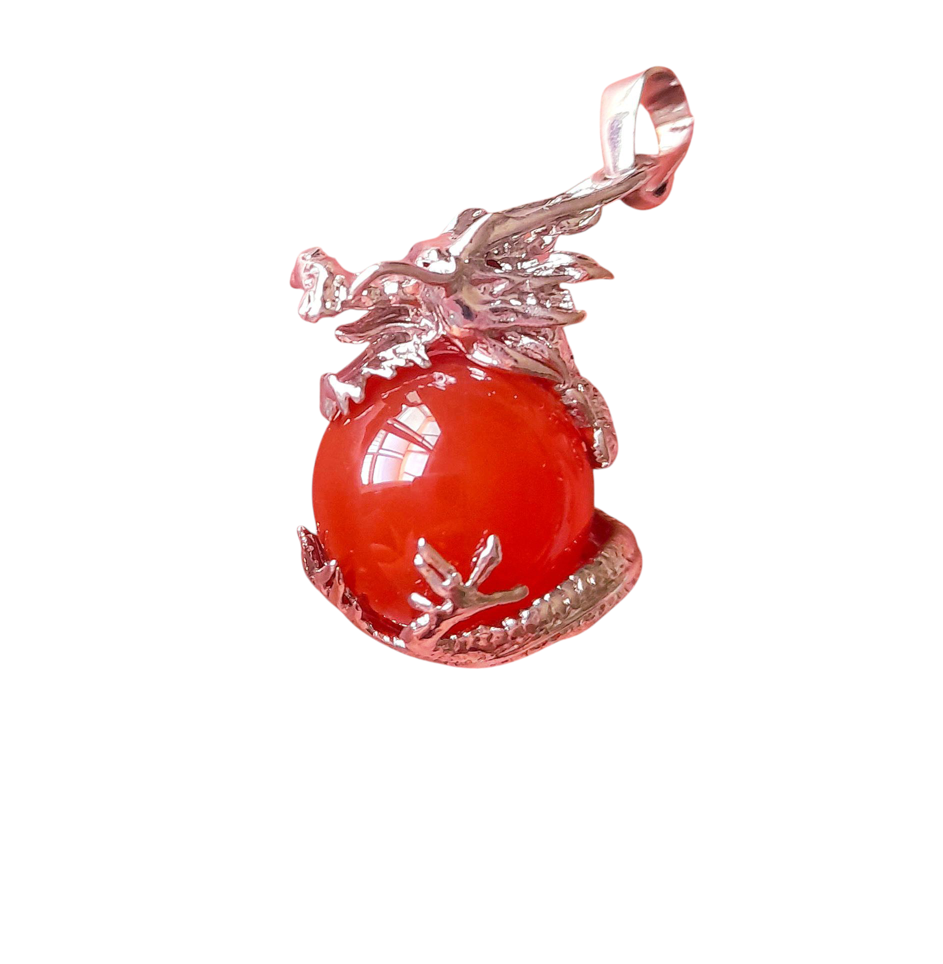 Boule de jade rouge et dragon