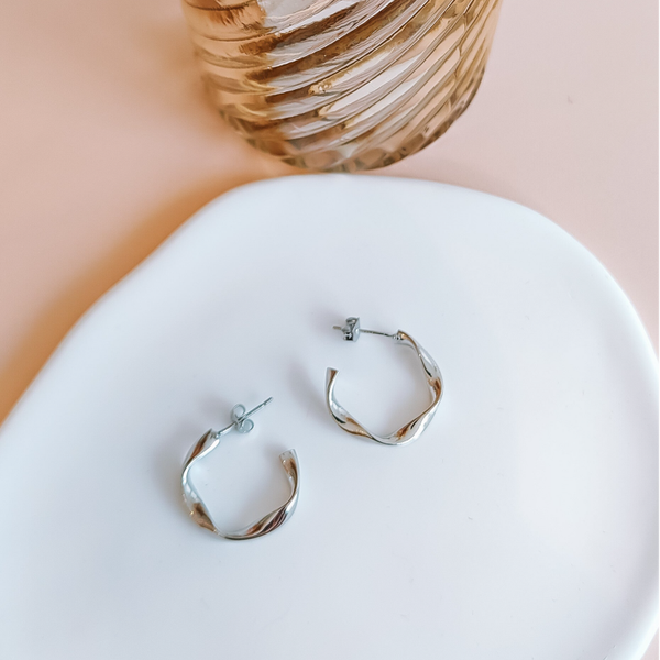 Shiny Silver - Ear - Hoops