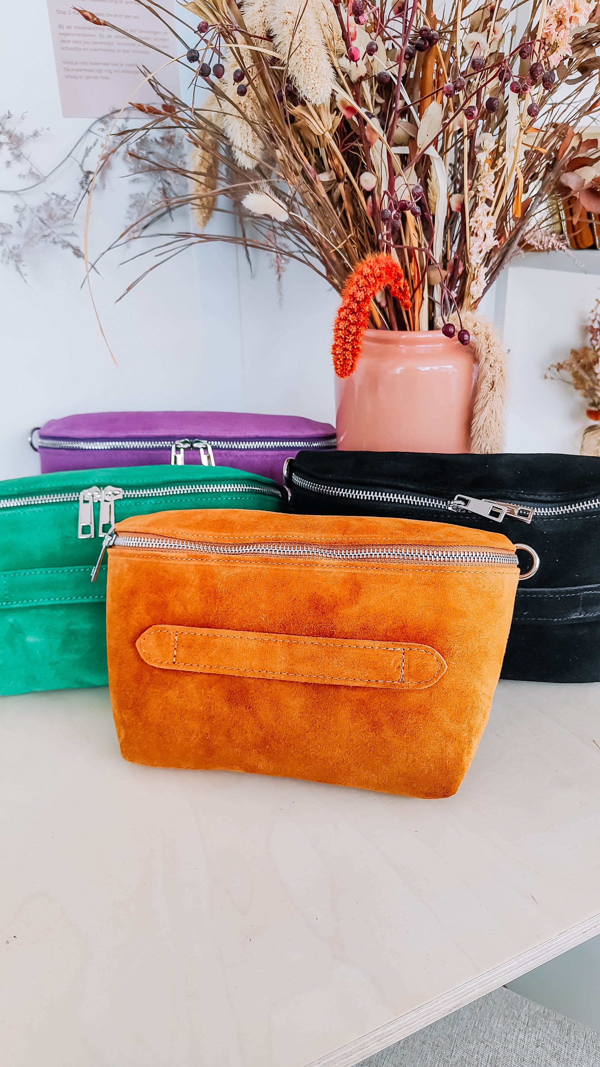 Handtas - echt suède leder