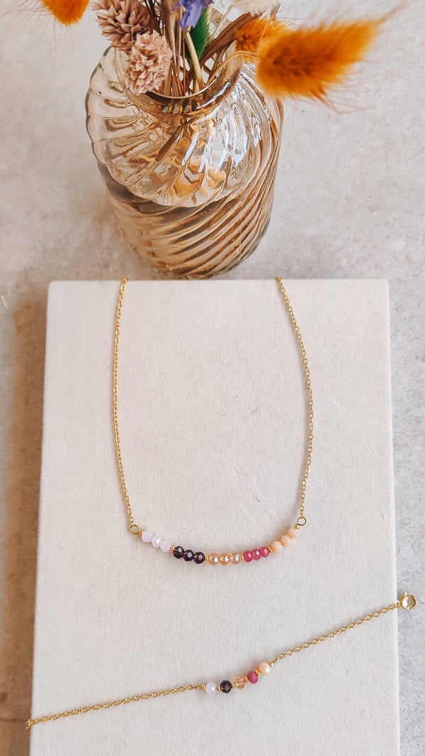 Beads - ketting of armband paars-roze
