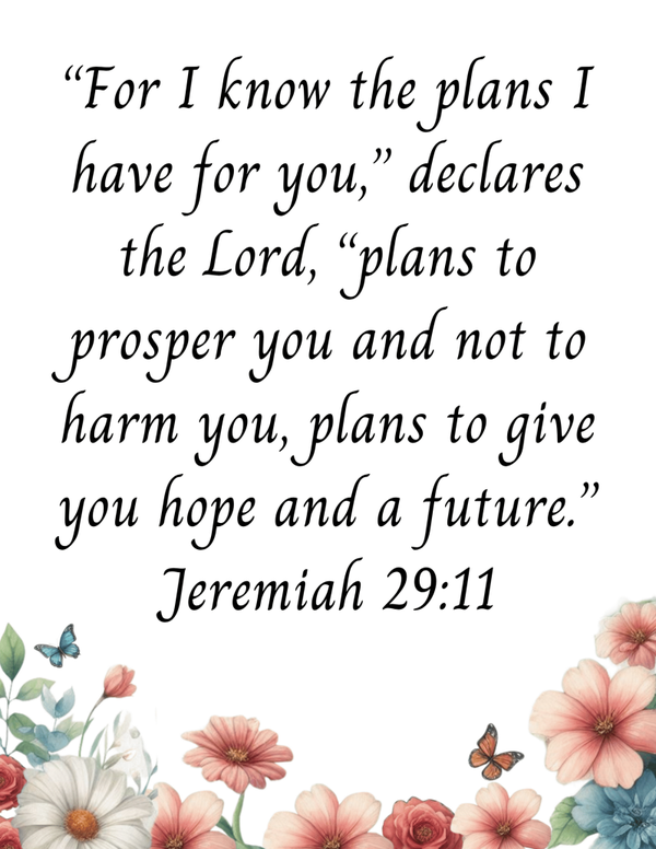 🕊️ Jeremiah 29:11 Scripture Wall Art – A Promise of Hope 8.5x11