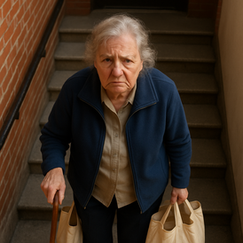 Frau auf Treppe