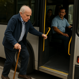 Mann am Bus