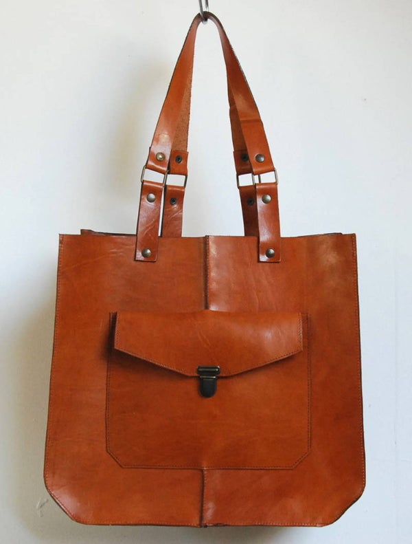 Donker bruine leren tas