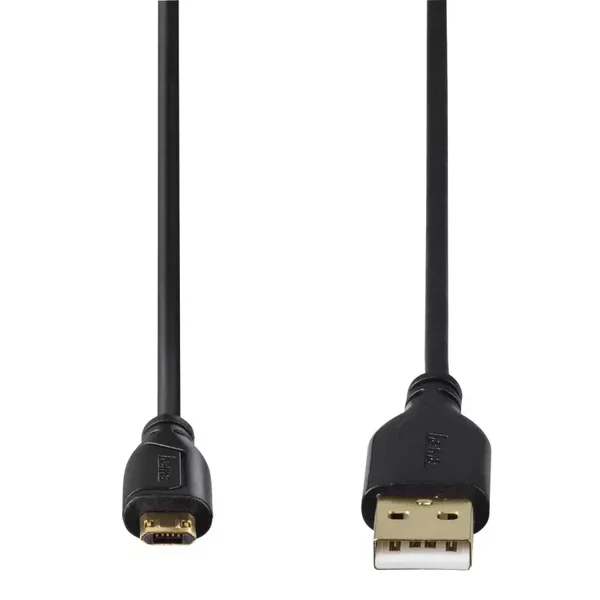 Hama Micro-USB-Kabel, vergoldet, verdrehsicher, Schwarz, 0,75 m (00074251)