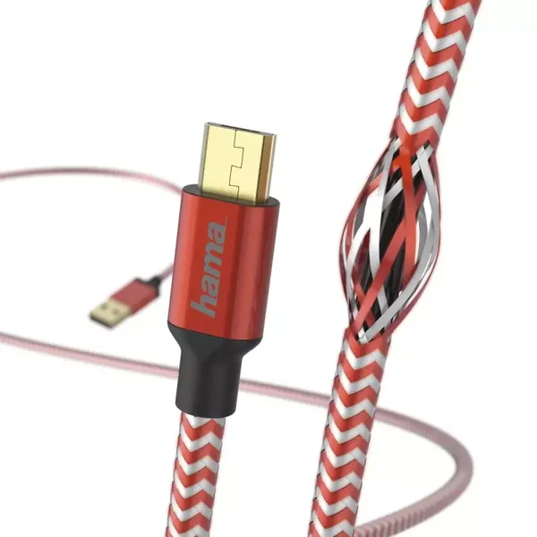 Hama Lade- / Datenkabel "Reflective", Micro-USB, 1,5 m, Rot (00178288)