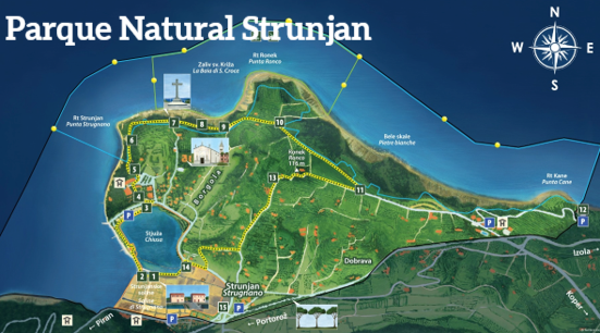 Plano del parque natural de Strunjan 