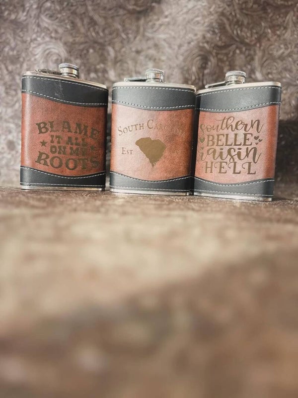 Customized Leather Wrapped Flasks