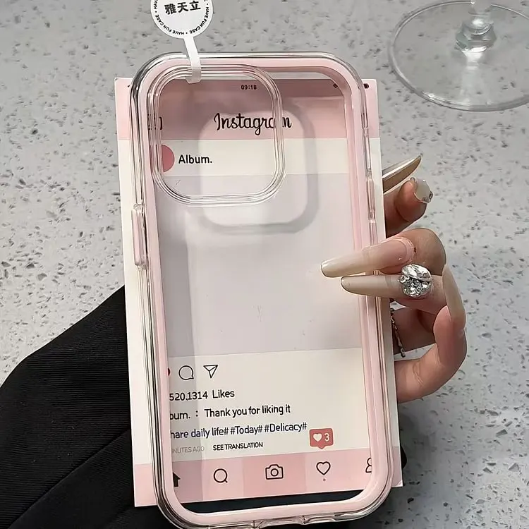 Multi colored border transparent back cover iPhone case made of acrylic material