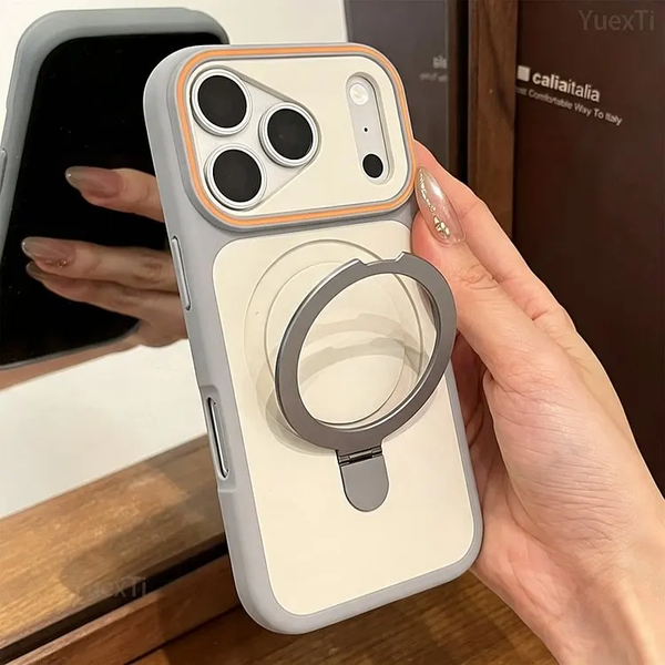 Built in magnetic ring bracket protective cover, suitable for iPhone matte shockproof bumper anti drop