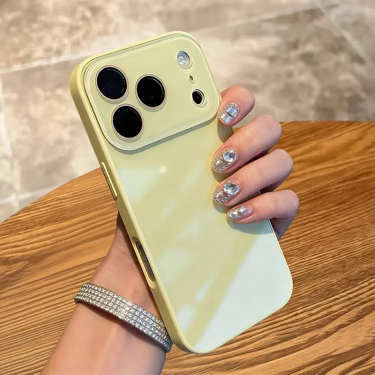 Candy colored tempered glass iPhone case with camera protection hard back cover