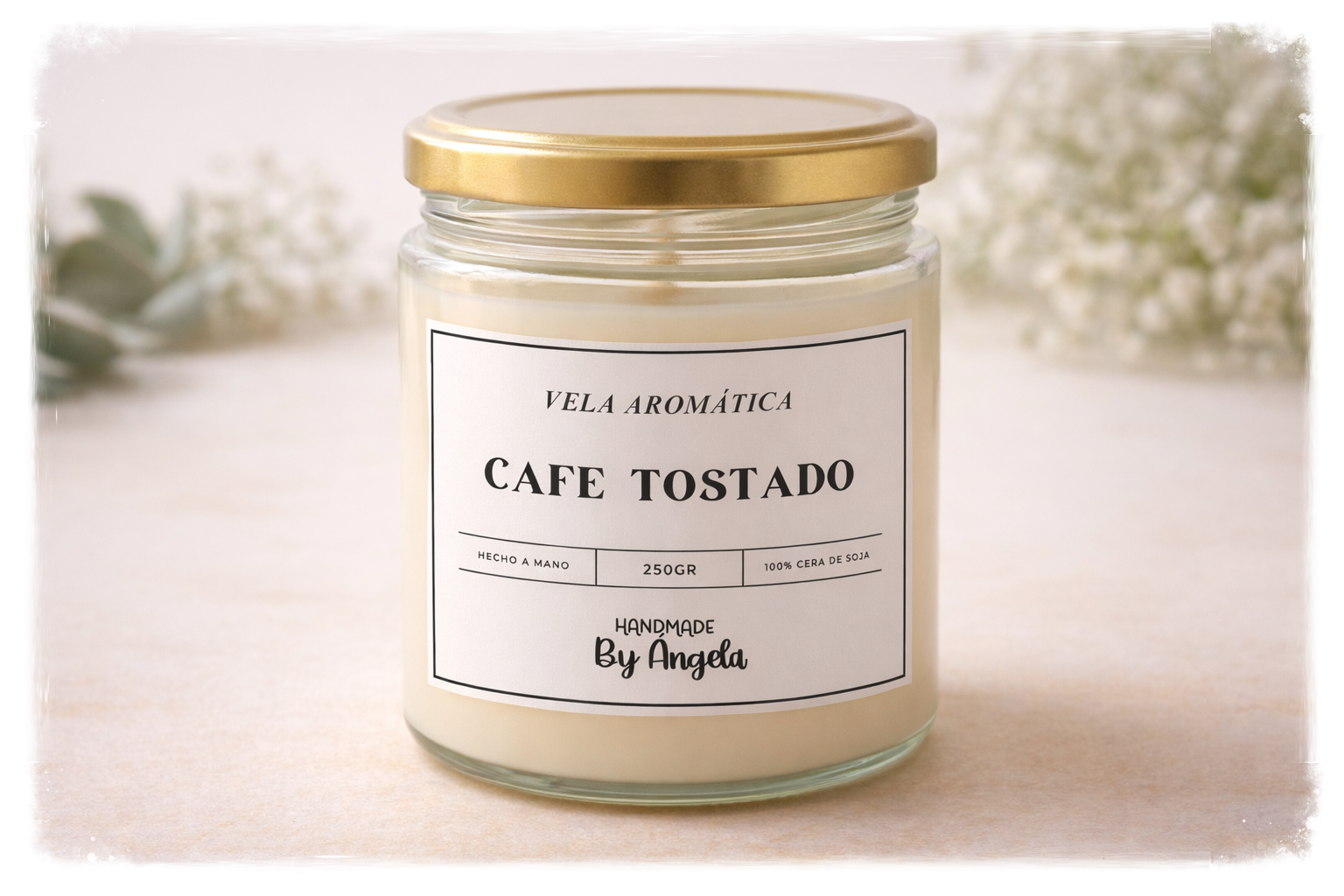 VELA CON MECHA DE ALGODON