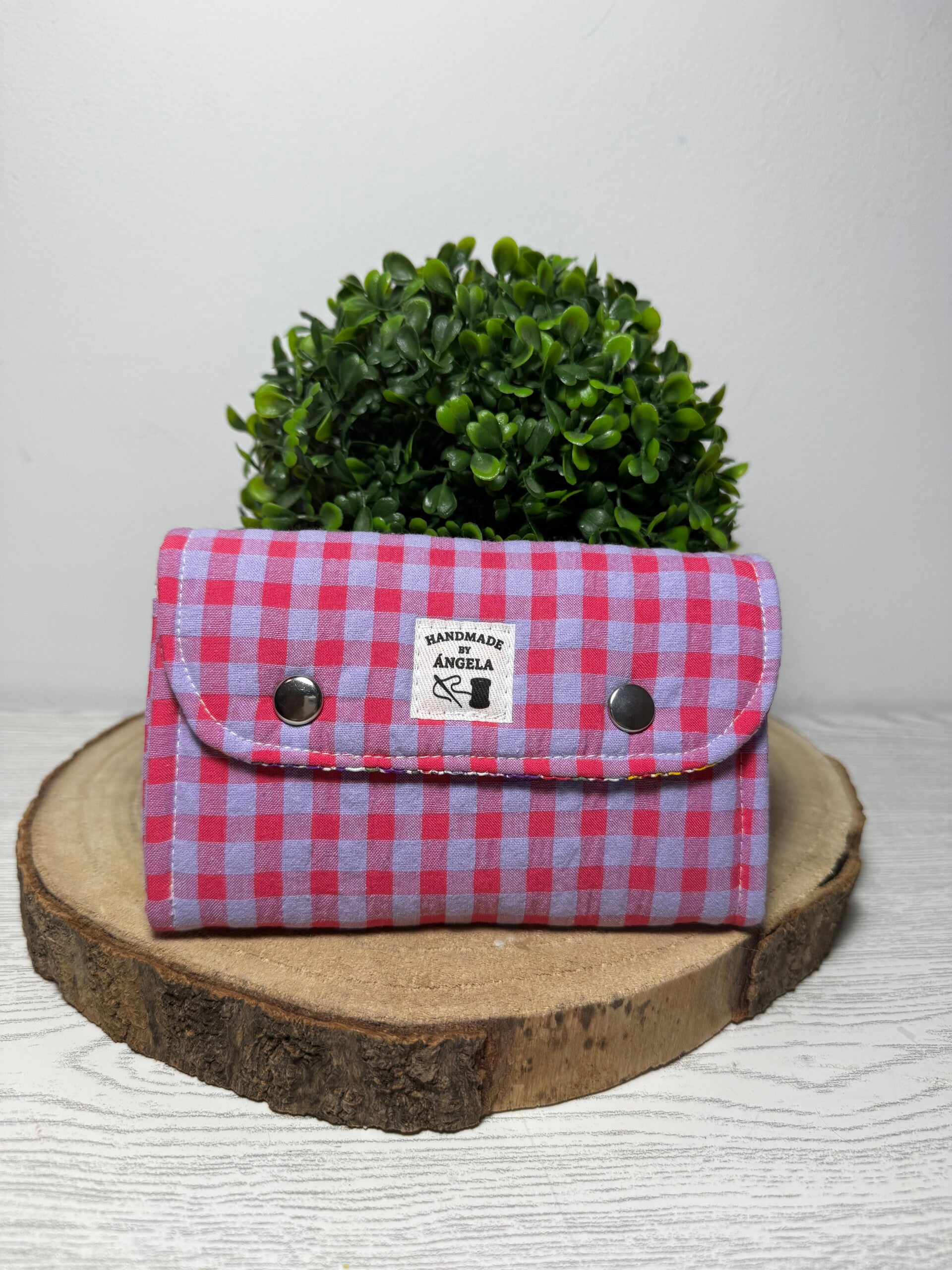 Cartera vichy rosa/gris