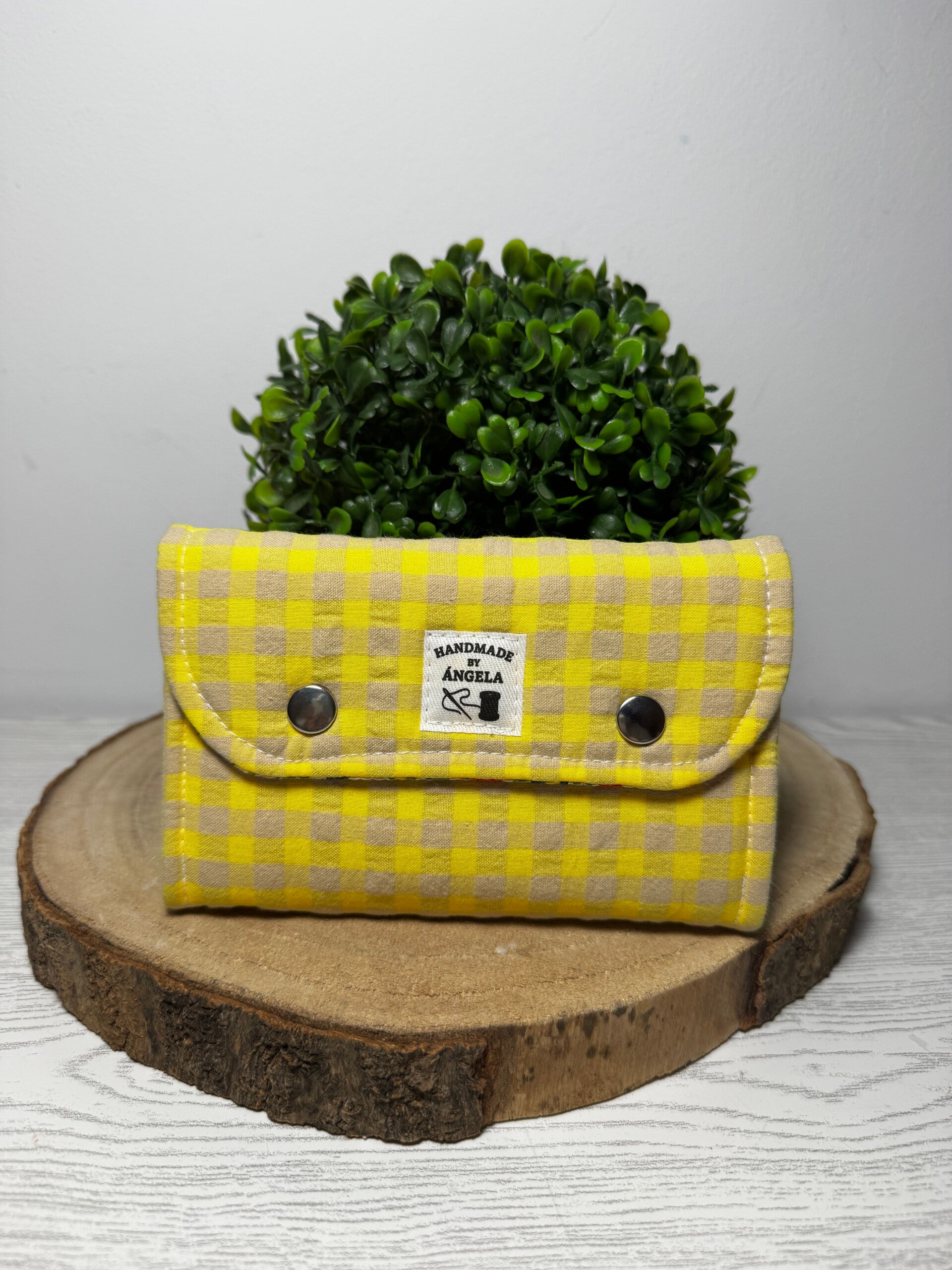 Cartera vichy amarilla/gris