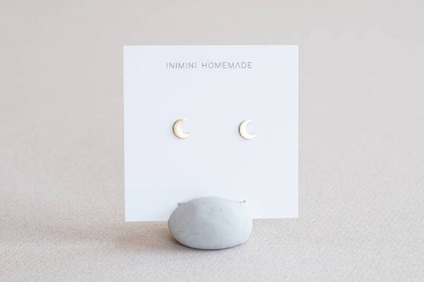 Brass mini moon stud - Inimini Homemade
