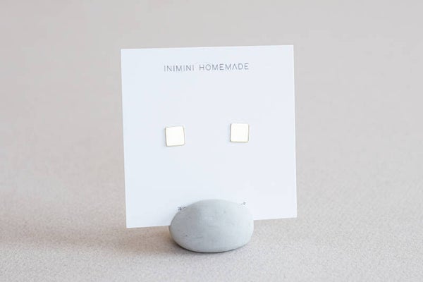 Brass square studs - Inimini Homemade