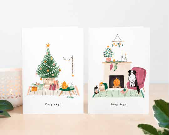Kerstkaarten set cozy days - Studio Kuukeluus