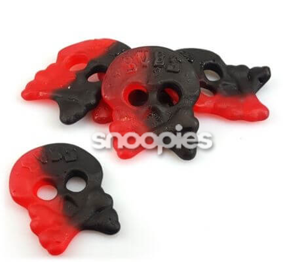 Bubs Raspberry/Liquorice Skulls per 200 gram