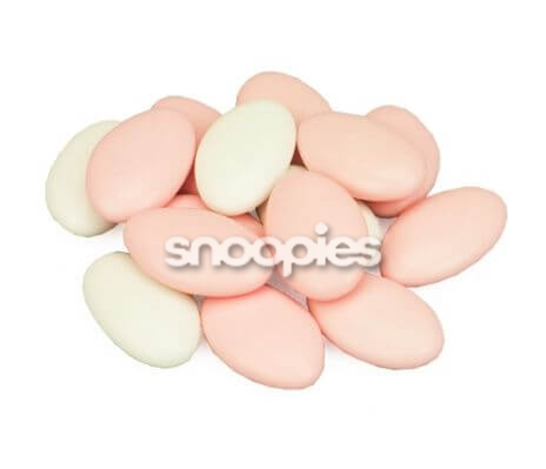 Chocolade geboorte dragees Roze-Wit per 200 gram