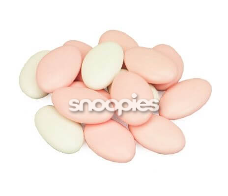Chocolade geboorte dragees Roze-Wit per 200 gram