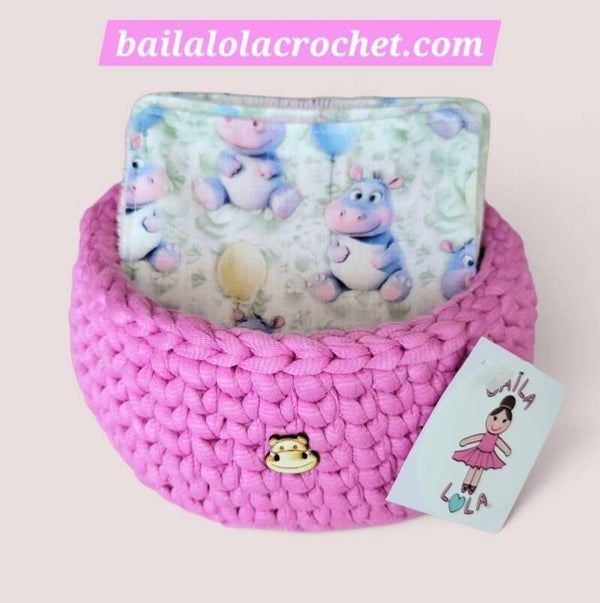 Ensemble 10 lingettes lavables en bambou et bavoir assorti