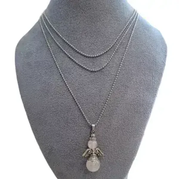 Ketting met Rozenkwarts geluksengel