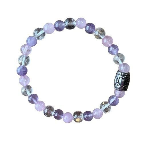 Damesarmband Bergkristal 8 mm – met Boeddha kraal
