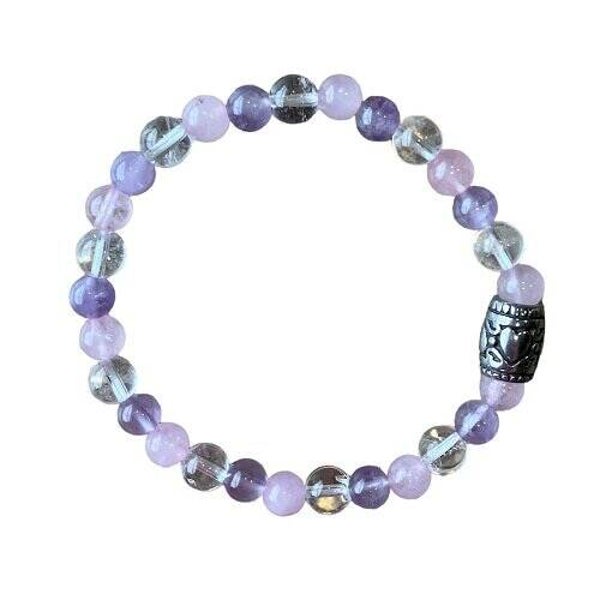 Damesarmband Bergkristal 8 mm – met Boeddha kraal