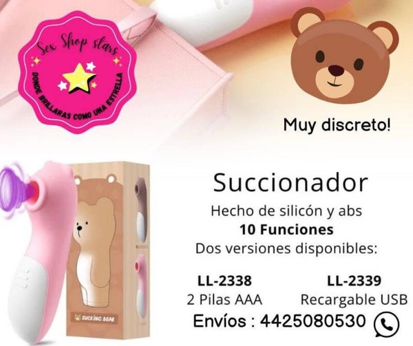 Succionador discreto con forma de oso recargable o baterias