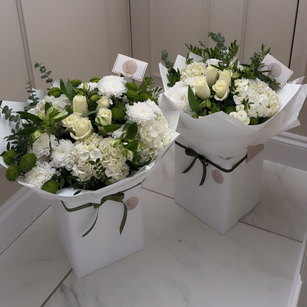 White hand tied bouquet