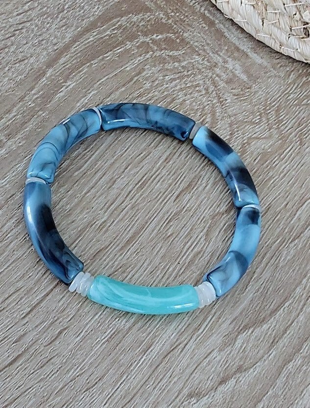 Bracelet Maren – Pierre de Lune & Bleu Vert Marbré