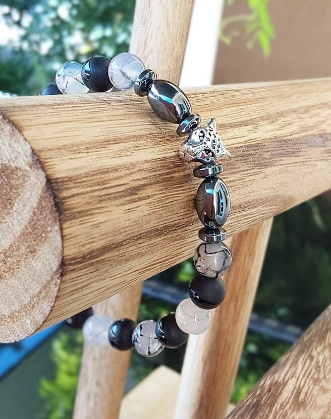 Kael • Bracelet Homme Léopard & Pierres Naturelles