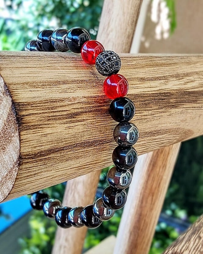 Nikolaï • Bracelet Homme Grenat & Obsidienne