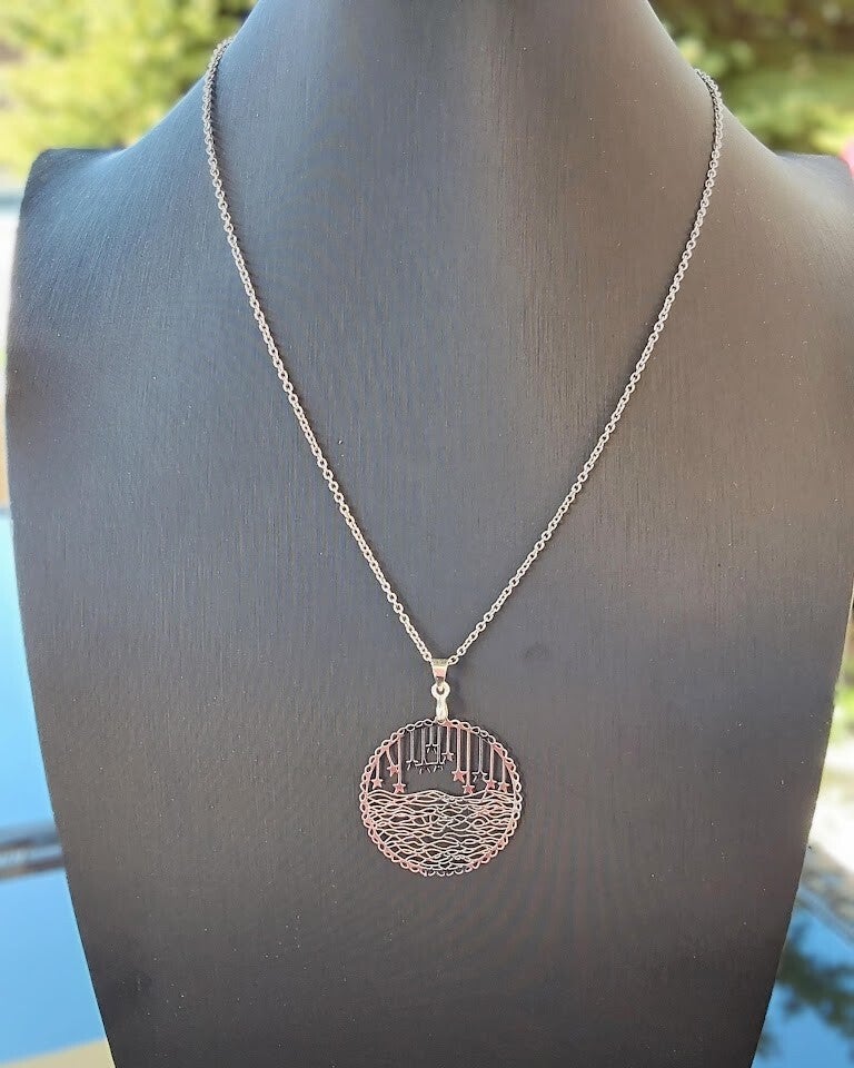 Collier Ayla – Cercle Céleste Inox • Vagues & Étoiles